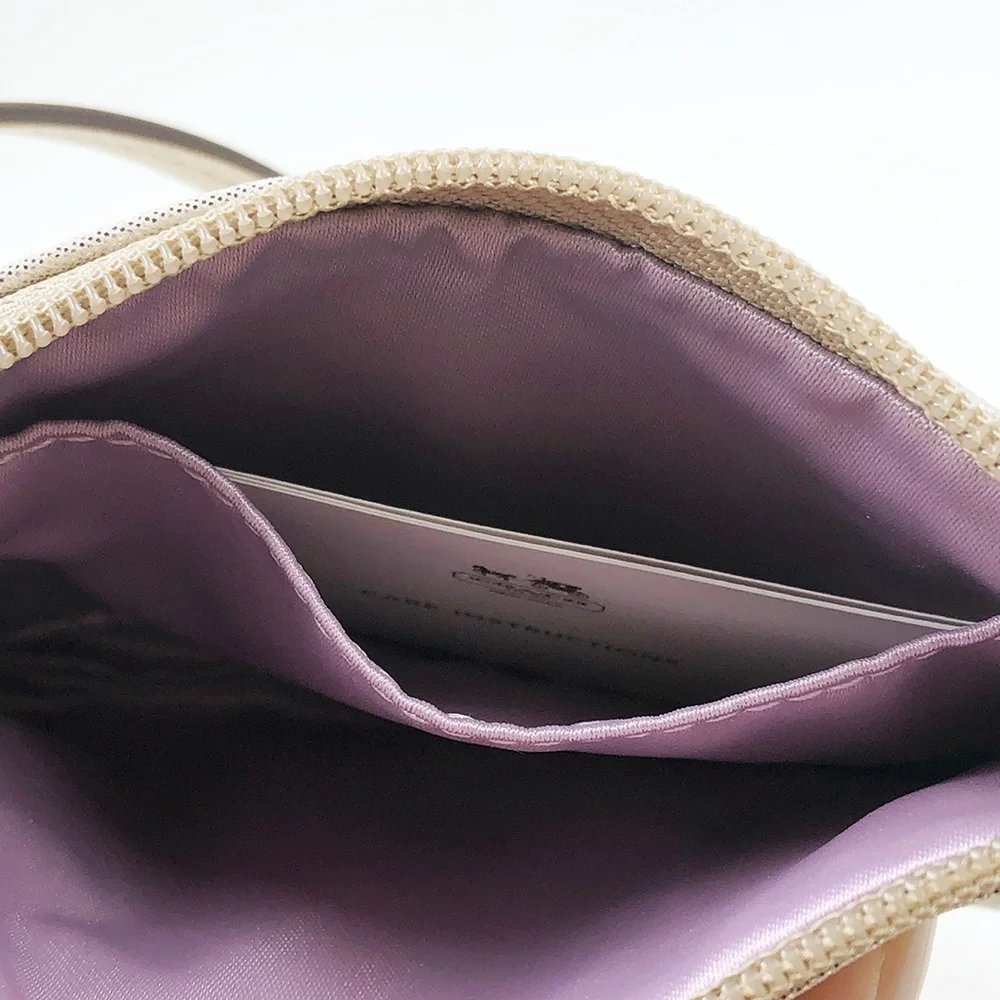 NWT Coach Champagne Metallic Leather Small Wristlet
